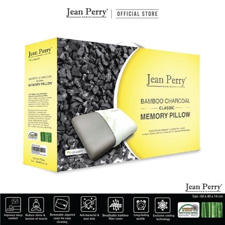 JEAN PERRY HEALTHY PILLOW BAMBOO CHARCOAL CLASSIC MEMORY 60X40 WHITE