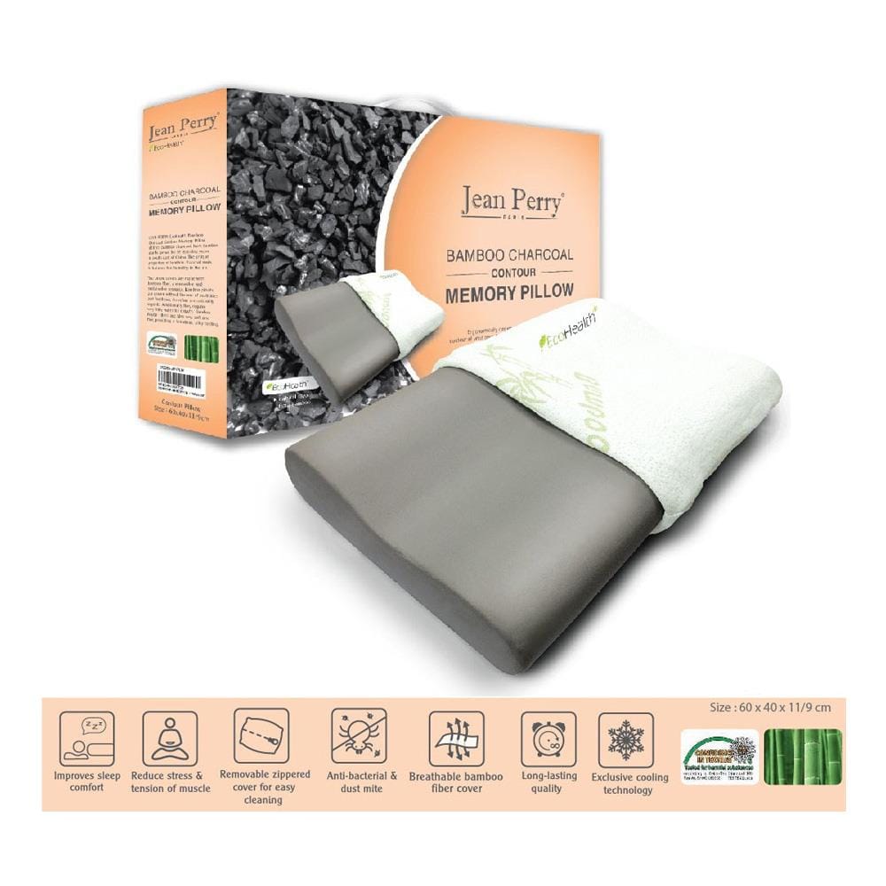 JEAN PERRY HEALTHY PILLOW BAMBOO CHARCOAL CONTOUR MEMORY 60X40 WHITE