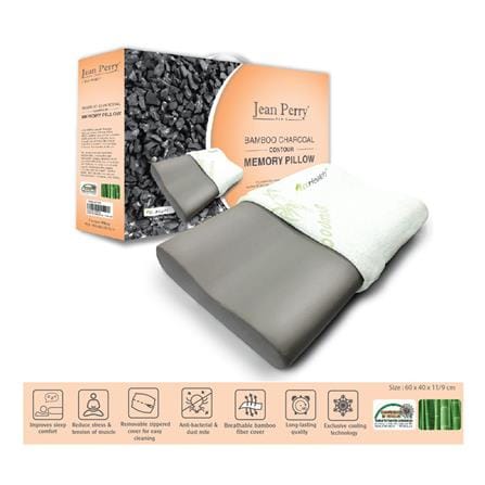 JEAN PERRY HEALTHY PILLOW BAMBOO CHARCOAL CONTOUR MEMORY 60X40 WHITE