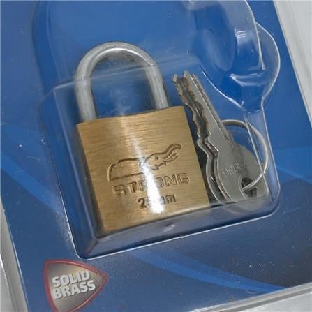 STRONG SOLID BRASS PADLOCK 25MM 1 EACH BRASS