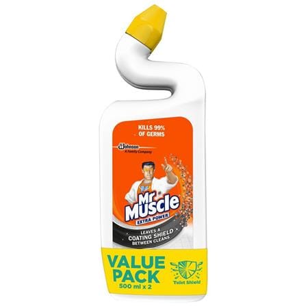 MR MUSCLE TOILET BOWL CLEANER TWIN PACK 500ML TOILET SHIELD