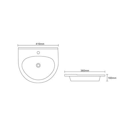 CABANA WASHBASIN WALL HUNG SET CGB9032B+SRWT5837 WHITE