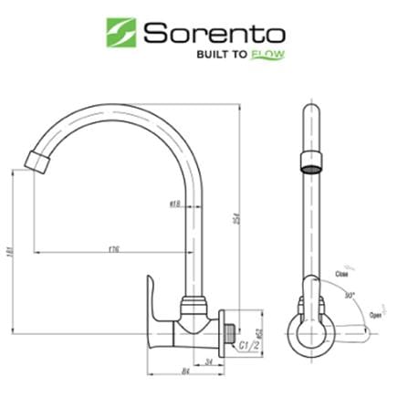 SORENTO SINK FAUCET WALL MOUNTED SRTWT5801