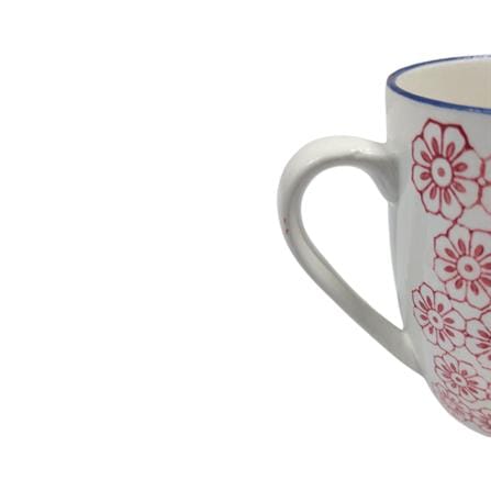 PAINTED CERAMIC CUP-FLOWERS HG25