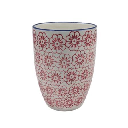 PAINTED CERAMIC CUP-FLOWERS HG25