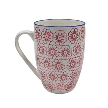 PAINTED CERAMIC CUP-FLOWERS HG25