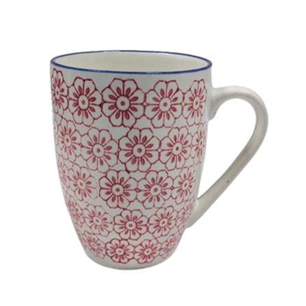 PAINTED CERAMIC CUP-FLOWERS HG25