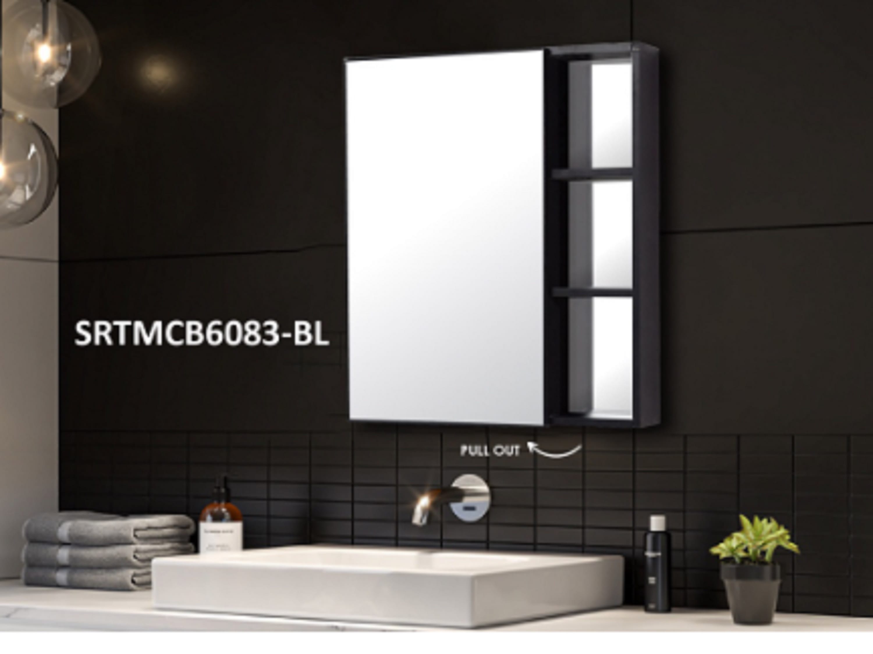 SORENTO CABINET MIRROR SRTMCB6083-BLACK (H70XW11XD60 CM)