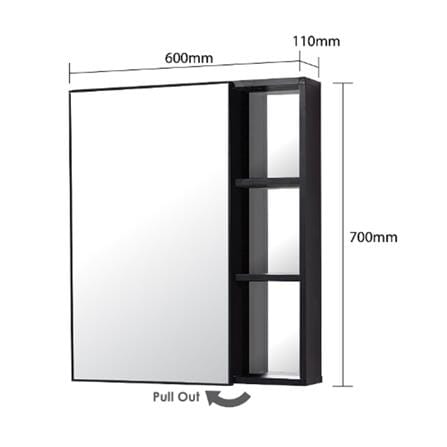 SORENTO CABINET MIRROR SRTMCB6083-BLACK (H70XW11XD60 CM)