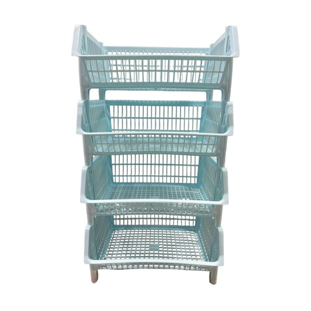 CLOTH BASKET SQUARE WITHOUT LID WITHOUT WHEEL 4TIER BK-134 BLUE