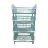 CLOTH BASKET SQUARE WITHOUT LID WITHOUT WHEEL 4TIER BK-134 BLUE