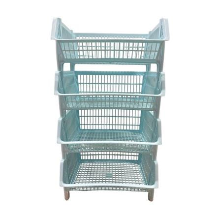 CLOTH BASKET SQUARE WITHOUT LID WITHOUT WHEEL 4TIER BK-134 BLUE