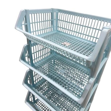 CLOTH BASKET SQUARE WITHOUT LID WITHOUT WHEEL 4TIER BK-134 BLUE