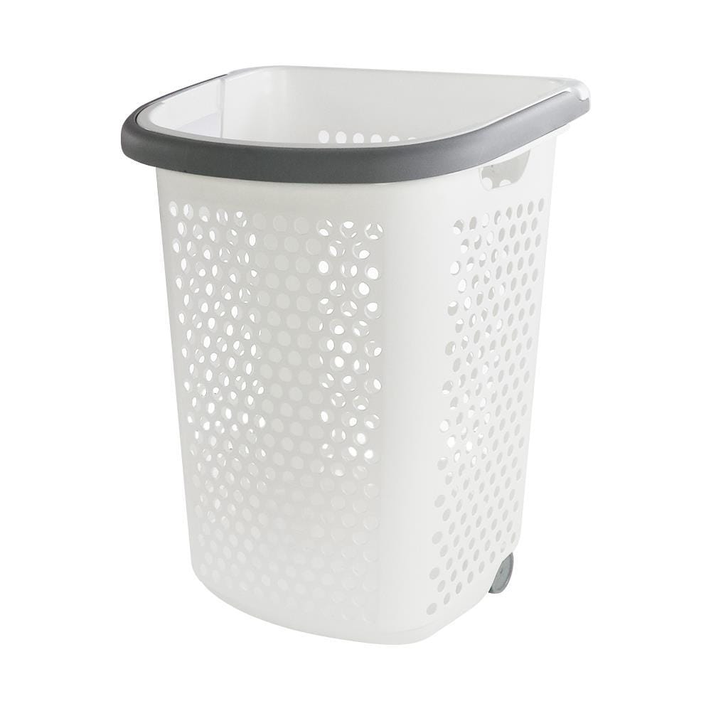 LAUNDRY BASKET WITH CASTERS PLIM BK-137-3 WHITE/GRAY