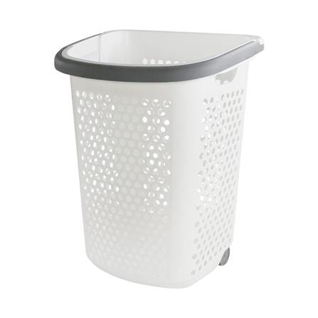 LAUNDRY BASKET WITH CASTERS PLIM BK-137-3 WHITE/GRAY