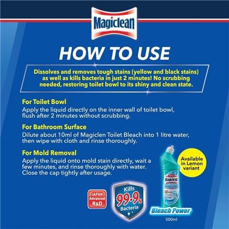 MAGICLEAN TOILET BLEACH 500ML REGULAR