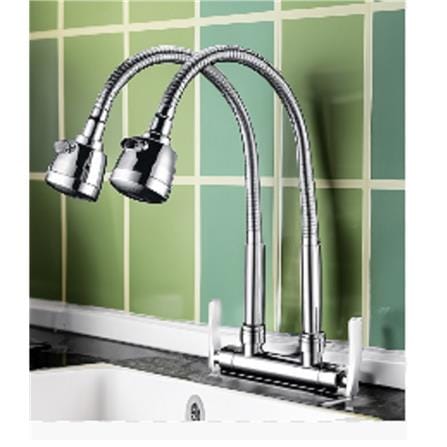LIVINOX SINK FAUCET WALL TAP DOUBLE FLEXI SPOUT SPRAYER LT-AT232DF SS