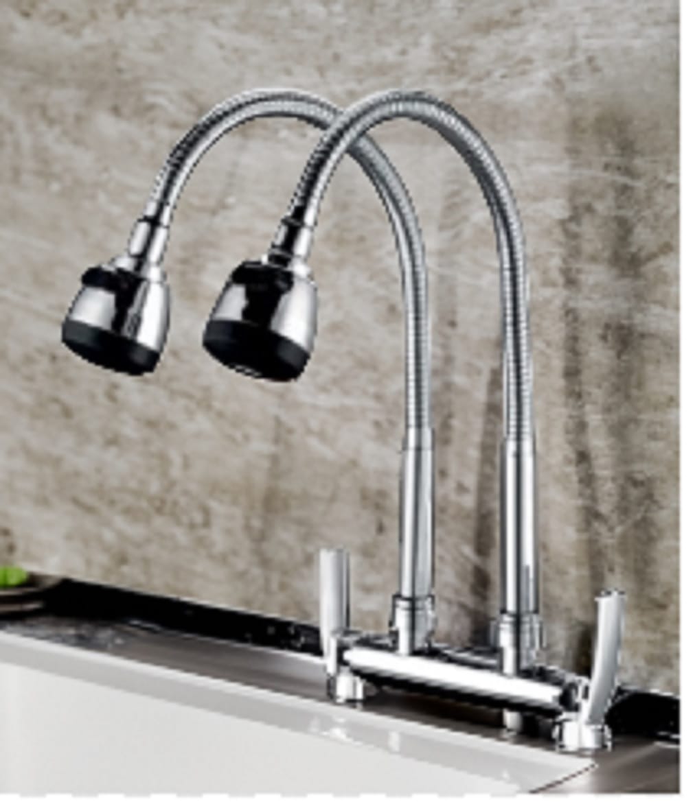 LIVINOX SINK FAUCET DOUBLE FLEXI SPRAYER SPOUT LT-AM232DF BRASS CHROME (WDCCX/E)