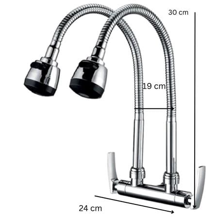 LIVINOX SINK FAUCET DOUBLE FLEXI SPRAYER SPOUT LT-AM232DF BRASS CHROME (WDCCX/E)