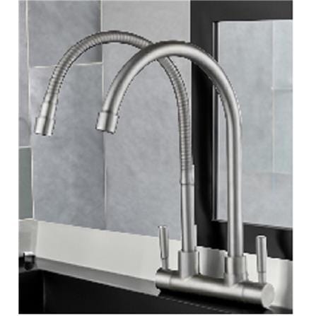 LIVINOX SINK FAUCET WALL SINK &ldquo;U&rdquo; + FLEXI DOUBLE SPOUT LST-CR231F (WDCCL/E)
