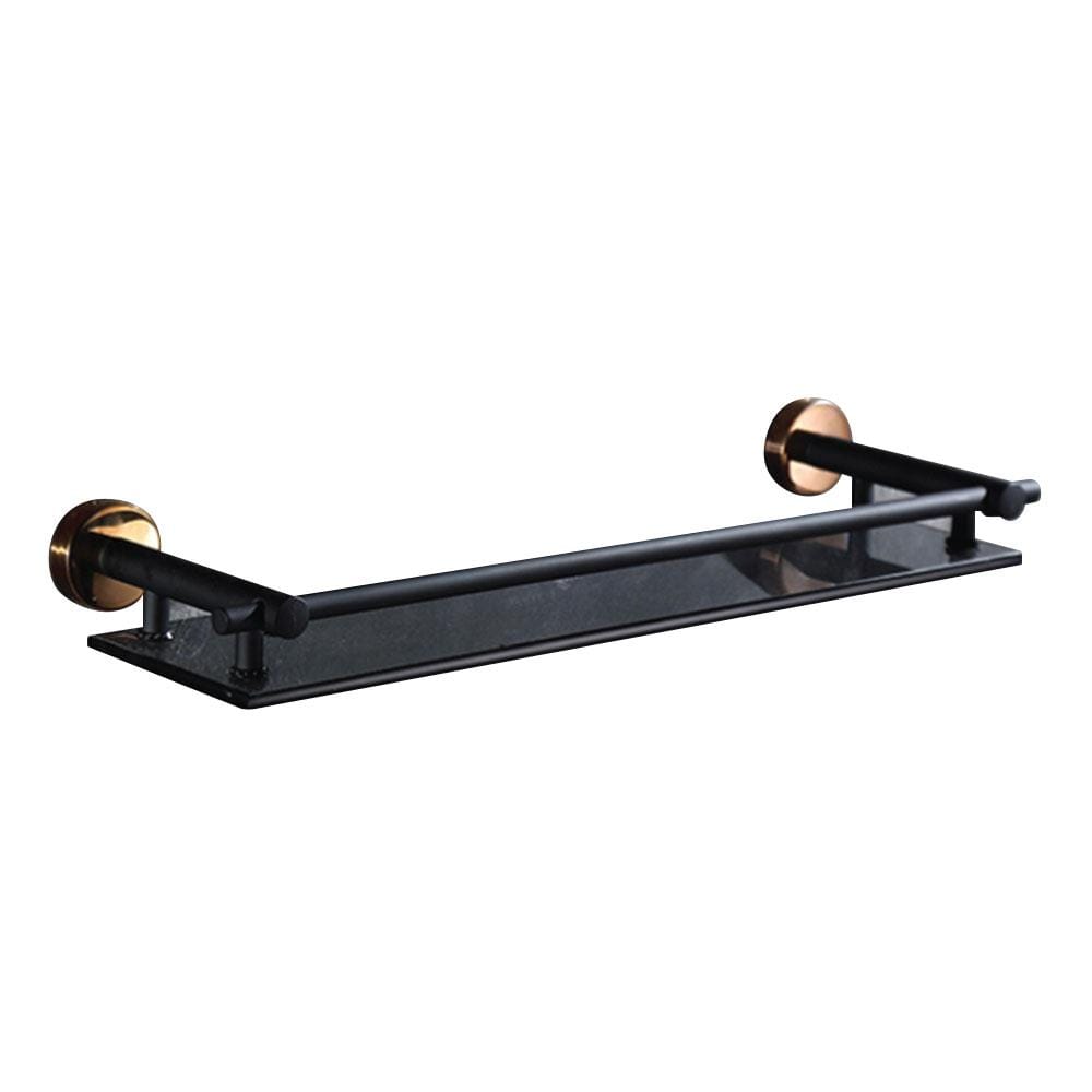 SORENTO GLASS SHELF 1 TIER SRT7907-RG BLACK H5XW50XD13CM
