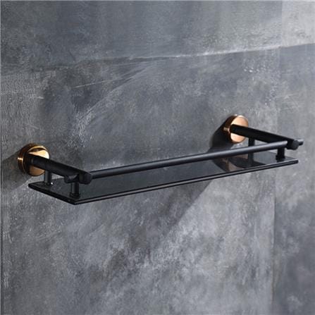 SORENTO GLASS SHELF 1 TIER SRT7907-RG BLACK H5XW50XD13CM