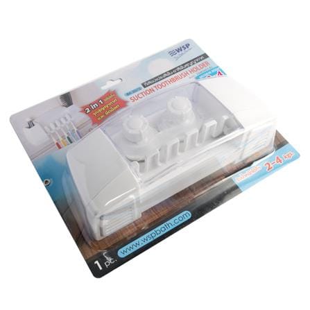 VACUUM TOOTHBRUSH HOLDER WITH TOOTHPASTE SLOT WSP BA-2072 WHITE