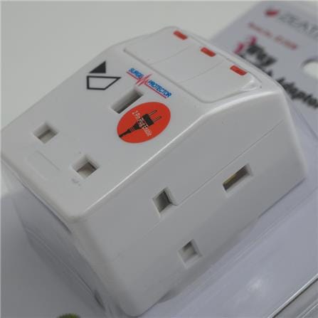 3PIN 3WAY ADAPTOR WITH SURGE AND NEON Z133N ZEATAR