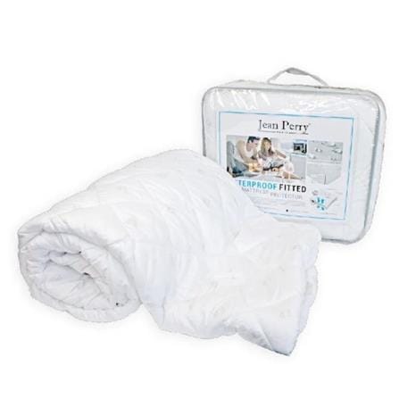 JEAN PERRY WATERPROOF FITTED MATTRESS PROTECTOR SUPER SINGLE WHITE