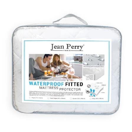 JEAN PERRY WATERPROOF FITTED MATTRESS PROTECTOR SINGLE WHITE