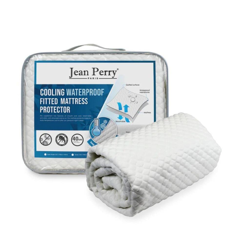 JEAN PERRY COOLING WATERPROOF FITTED MATTRESS PROTECTOR SUPER KING