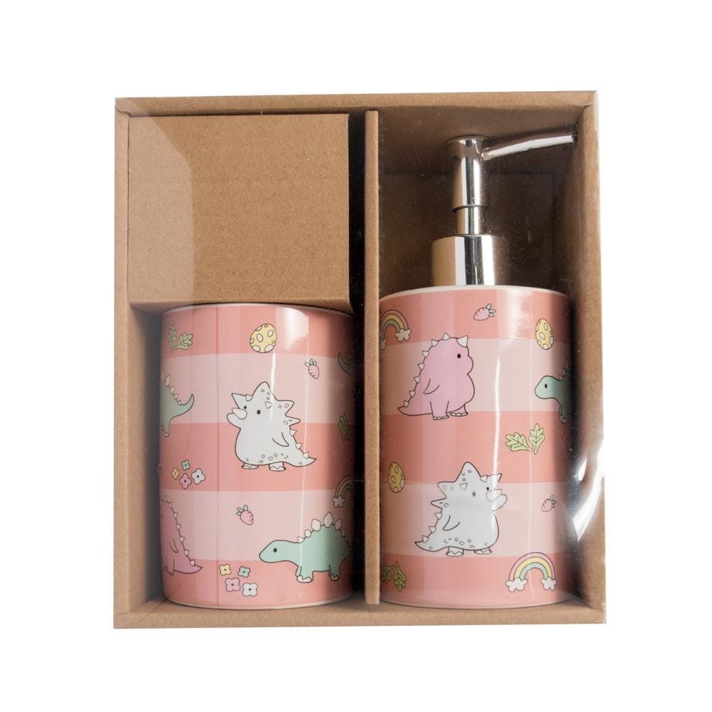 SOAP DISPENSER SET MOYA CE2651AA-2 CERAMIC DINOSAUR