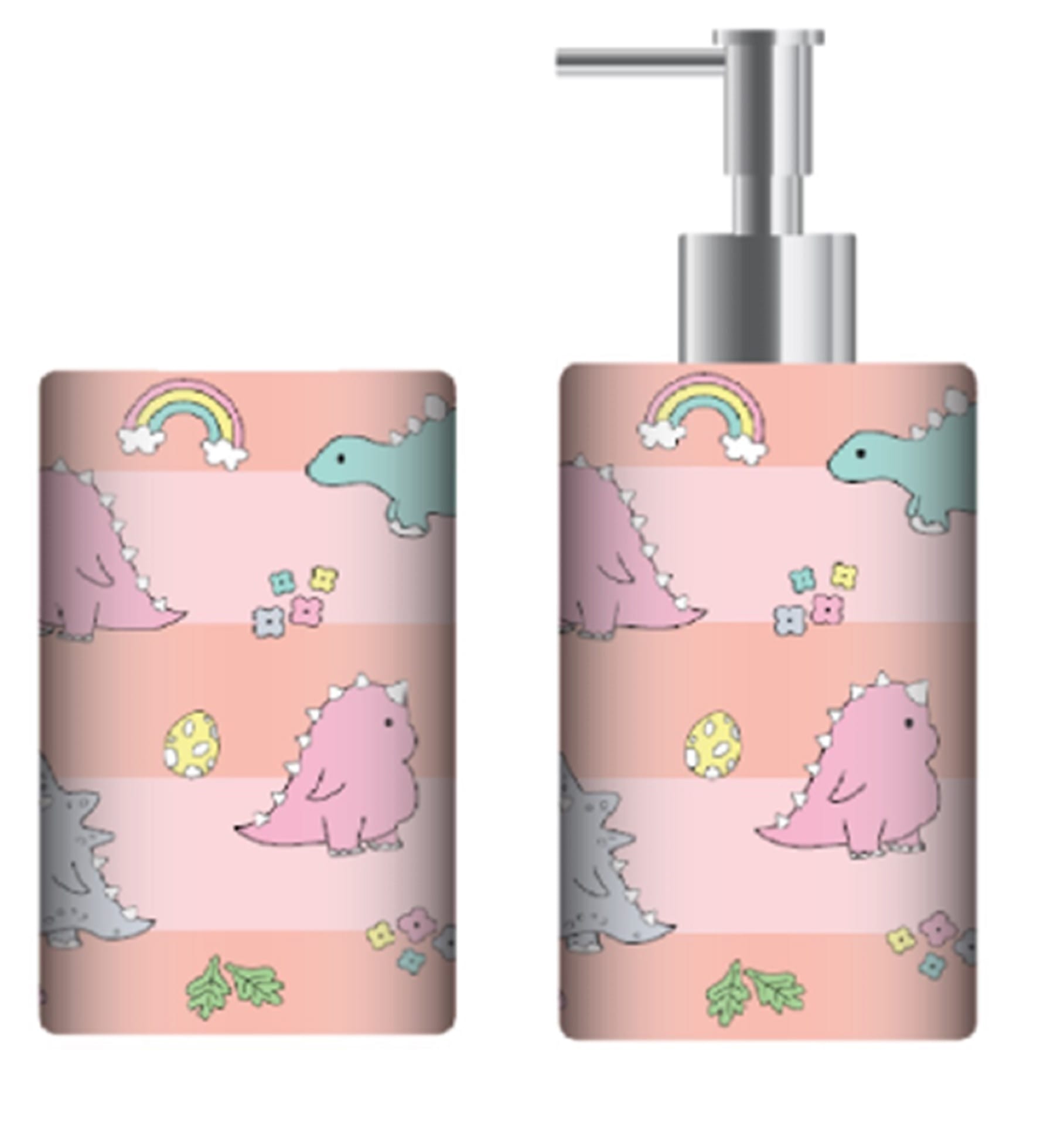 SOAP DISPENSER SET MOYA CE2651AA-2 CERAMIC DINOSAUR