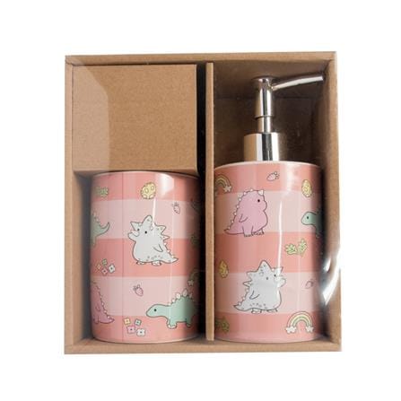 SOAP DISPENSER SET MOYA CE2651AA-2 CERAMIC DINOSAUR