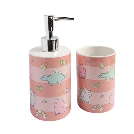 SOAP DISPENSER SET MOYA CE2651AA-2 CERAMIC DINOSAUR