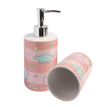 SOAP DISPENSER SET MOYA CE2651AA-2 CERAMIC DINOSAUR