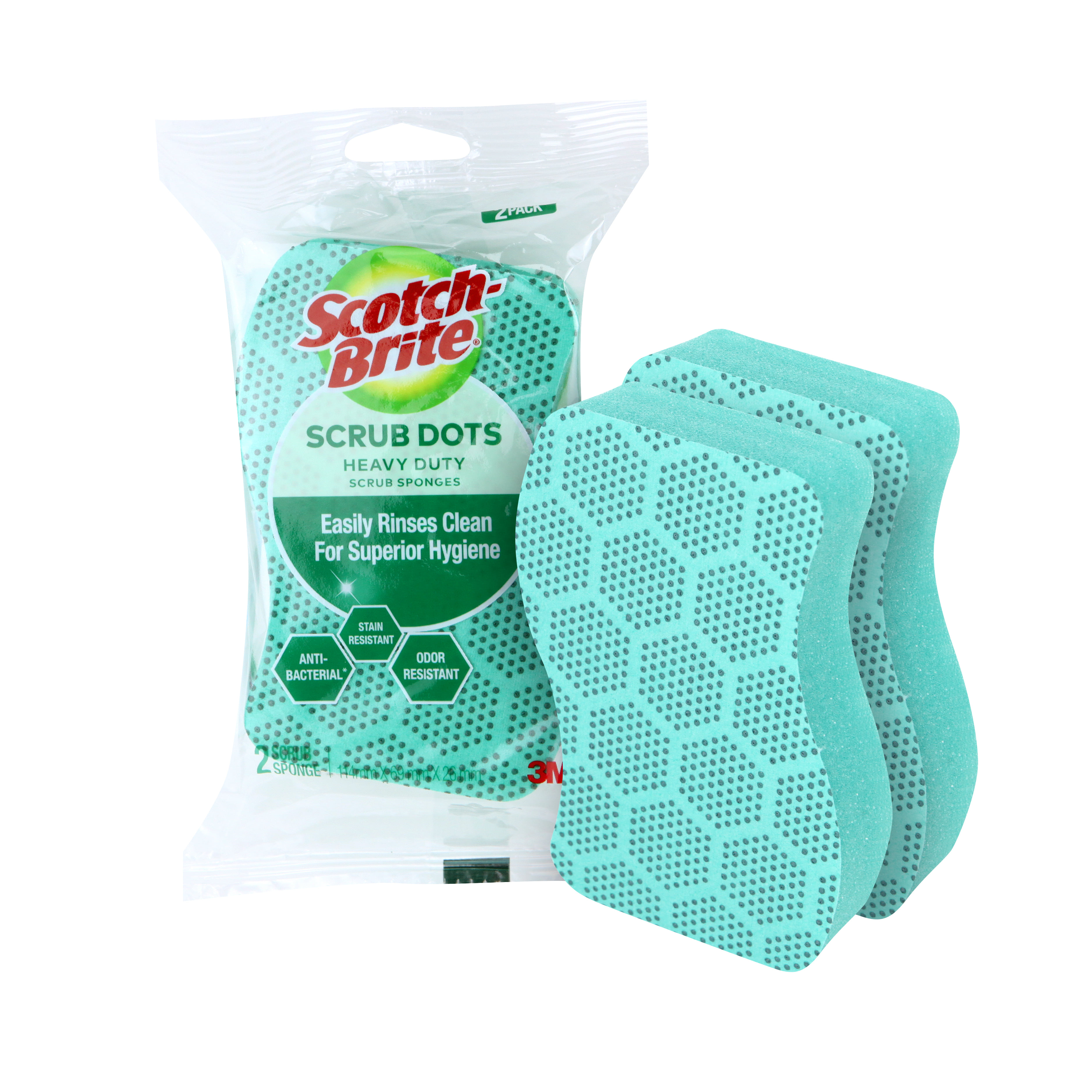 SCOTCH BRITE SCRUB DOTS HEAVY DUTY 2PK
