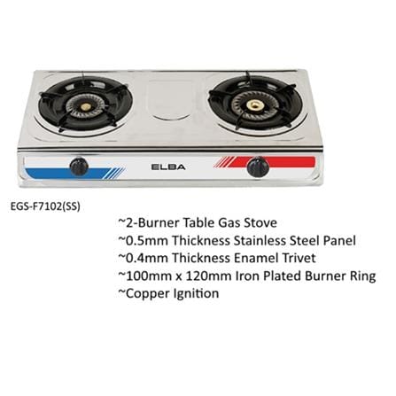 ELBA GAS STOVE EGS-F7102(SS) 2BURNER 3.8KW
