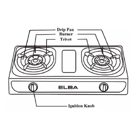 ELBA GAS STOVE EGS-F7102(SS) 2BURNER 3.8KW