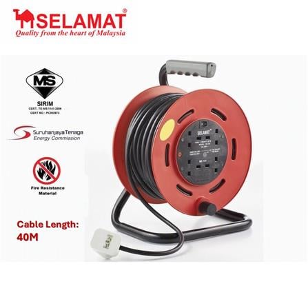 SELAMAT 4 GANG 40 METER INDUSTRIAL CABLE REEL 2K-344(40M)