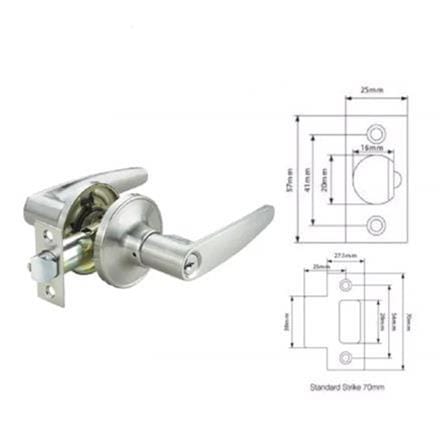 YALE BATHROOM LEVER VL4442 60MM US15 SATIN NICKEL