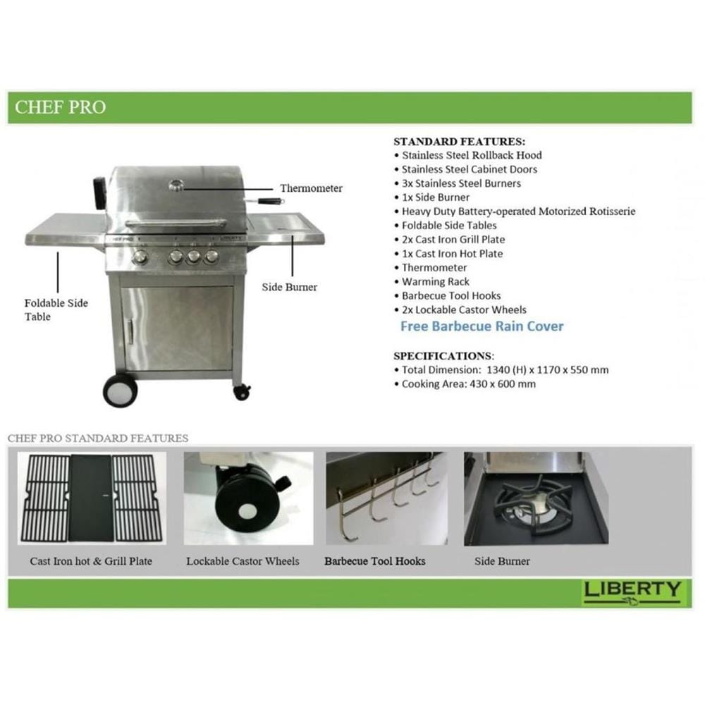 LIBERTY CHEF PRO GAS BBQ GRILL