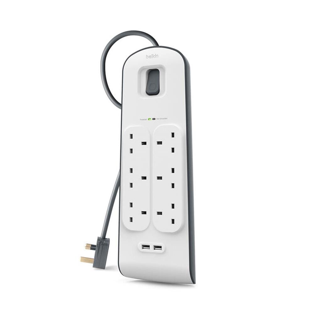 BELKIN 6 GANG & 2X USB(2.4A) WITH SURGE PROTECTION STRIP BSV604SA2M