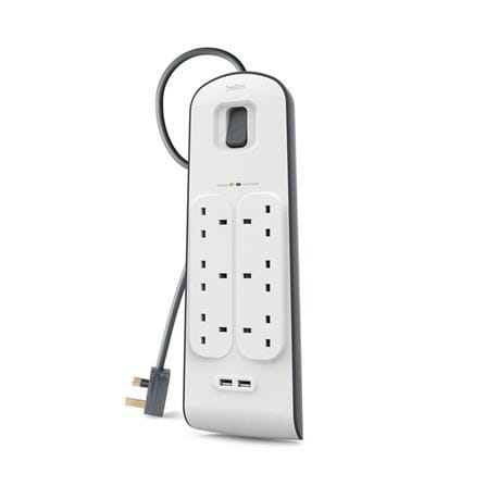 BELKIN 6 GANG & 2X USB(2.4A) WITH SURGE PROTECTION STRIP BSV604SA2M