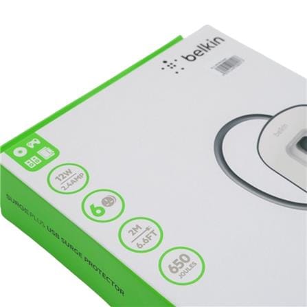 BELKIN 6 GANG & 2X USB(2.4A) WITH SURGE PROTECTION STRIP BSV604SA2M