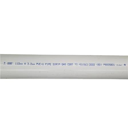 ATKC UPVC PIPE 110MM (4") x 2.9M BBB WATER PIPE