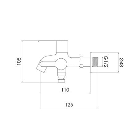 MODERN DEPOT SHANK FAUCET WALL TAP 2WAY W/HOSE TF-STW-02 SS304