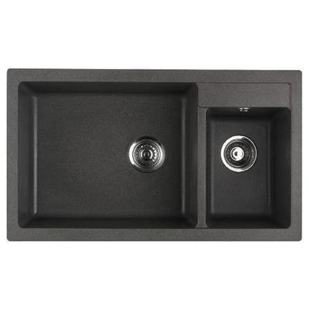 HAUSTERN TOPMOUNT GRANITE SINK 2BOWL STARKER 623GY 86CM