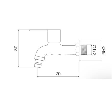 FILTON WALL TAP W/HOSE TF-SHB-02 SS MATT H10XW9.80XD2 CM