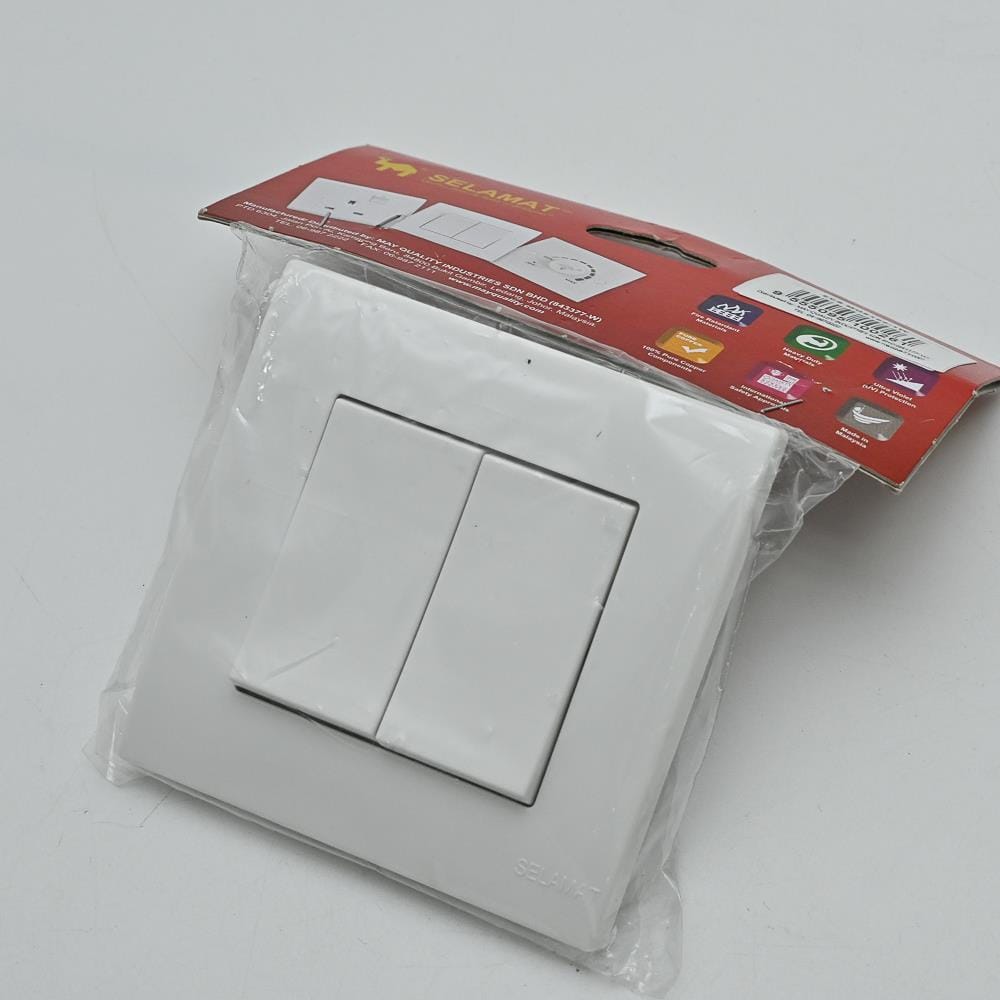 SELAMAT 16A 2GANG 1WAY SWITCH MQ8102-1W